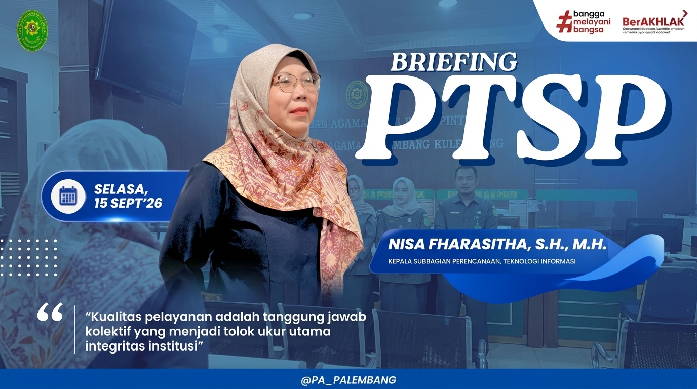 Selasa, 15 September 2026. Bertempat di area Pelayanan Terpadu Satu Pintu (PTSP) Pengadilan Agama Palembang Kelas IA Selasa, 15 September 2026. Bertempat di area Pelayanan Terpadu Satu Pintu (PTSP) Pengadilan Agama Palembang Kelas IA
